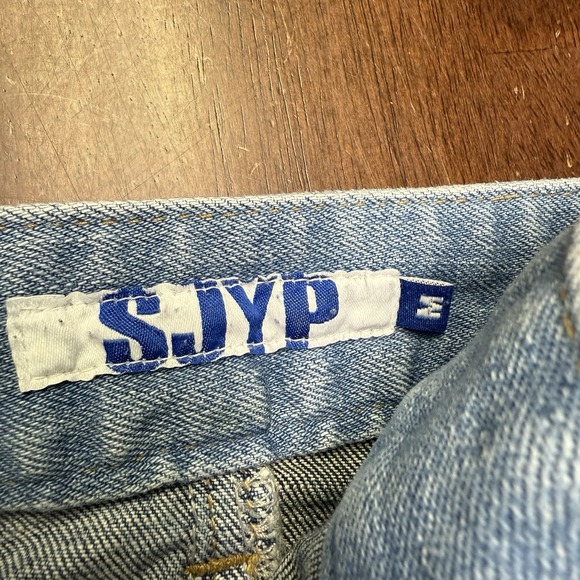 SJYP Womens Denim Patchwork Asymmetrical Fringe Pencil Skirt Blue Size Medium‎ - Picture 5 of 8